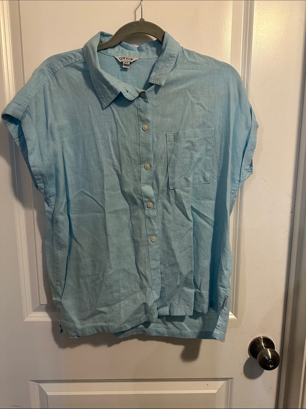 Orvis Light Blue Button-Down Short Sleeve Shirt
